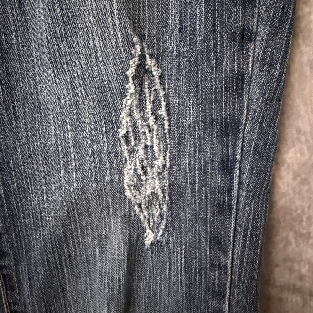 Southpole Jeans Co Womens Blue Distressed Bootcut Denim Y2K Low Rise Size 7/8 - Picture 5 of 8